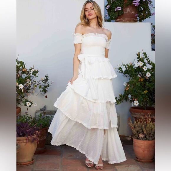 NEW V. Chapman Angelina Dress in White Meringue Size 0 - Picture 1 of 16